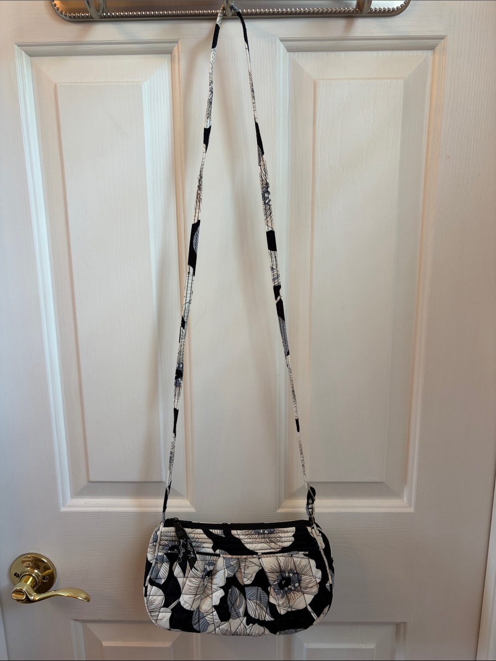 Vera Bradley Black and White Floral Quilted Crossbody